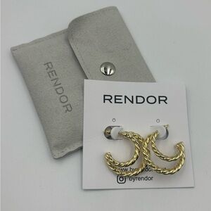 RENDOR Victoria Earrings Small  1” Yellow Gold Plated Double Hoop Earrings  NEW